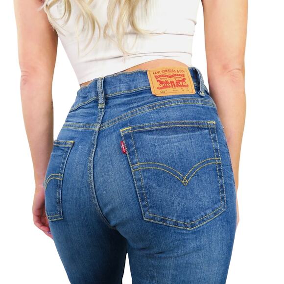 Vintage LEVIS 502 Dark Wash High Rise Straight Leg Mom Jeans 29" - Picture 1 of 6